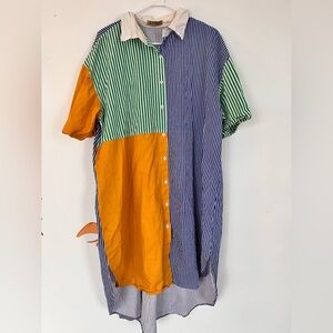 Vintage Multicolor Striped oversized Maxi dress